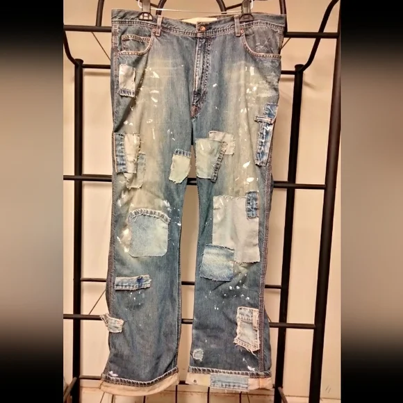 Custom Made Arizona Jeans company patchwork/Splattered paint Jeans